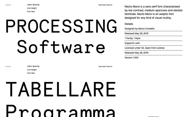 Necto Mono specimen from Collletttivo