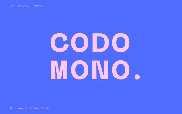 Codo Mono specimen from Colt Type