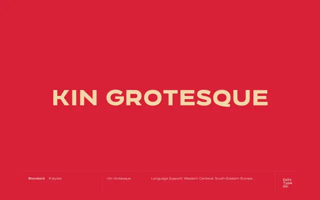 Kin Grotesque Family specimen from Colt Type