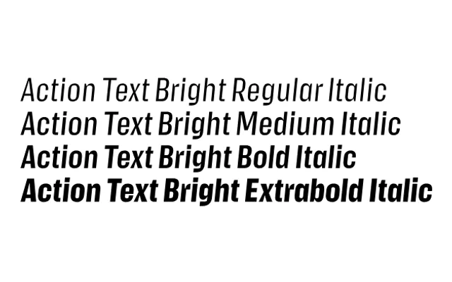 Action Text specimen from Commercial Type