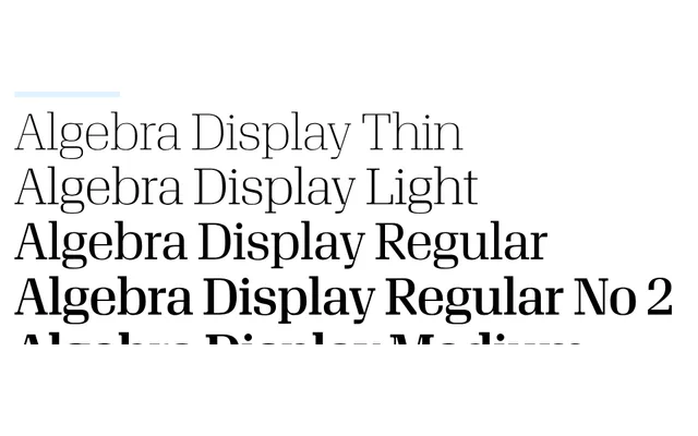 Algebra specimen from Commercial Type