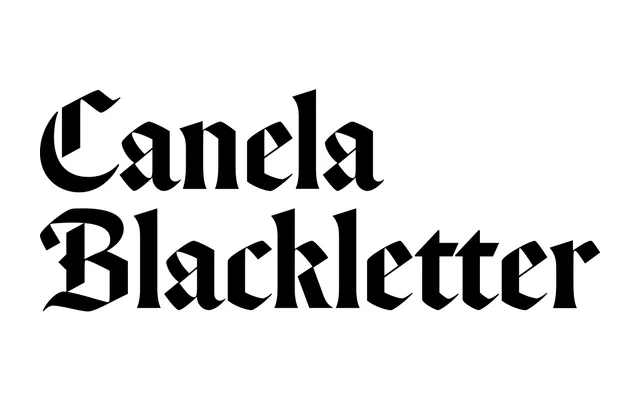 Canela Blackletter specimen from Commercial Type