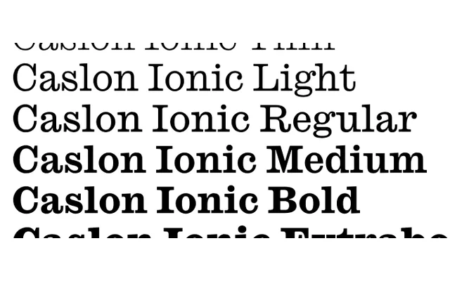 Caslon Ionic specimen from Commercial Type