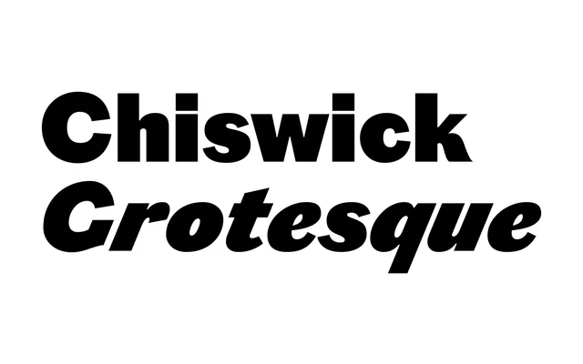 Chiswick Grotesque specimen from Commercial Type