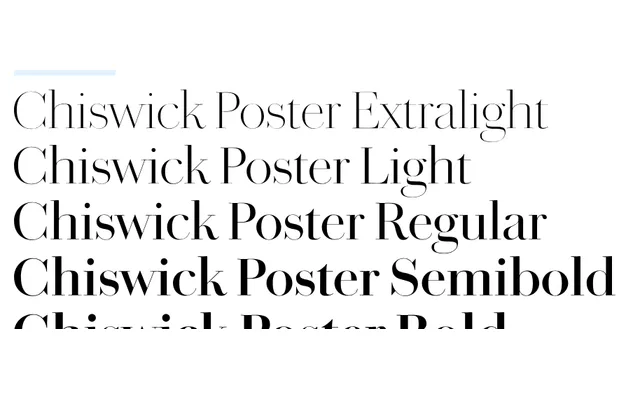Chiswick Serif Collection specimen from Commercial Type