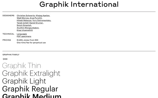 Graphik International specimen from Commercial Type