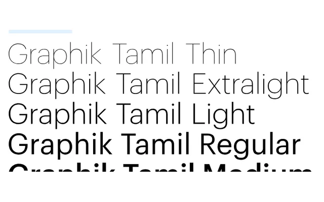 Graphik Tamil specimen from Commercial Type