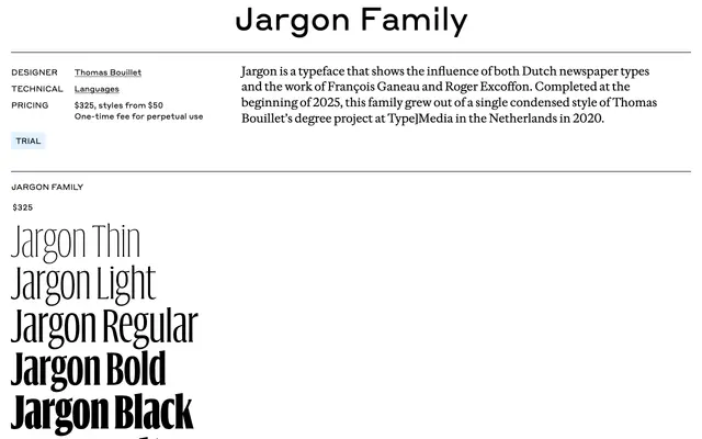 Jargon specimen from Commercial Type