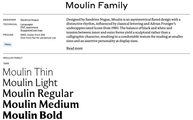 Moulin specimen from Commercial Type