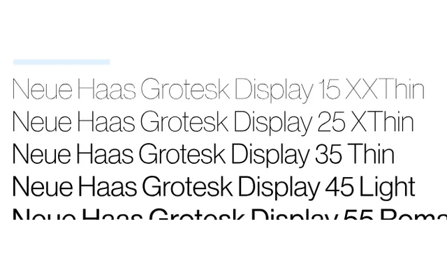 Neue Haas Grotesk specimen from Commercial Type