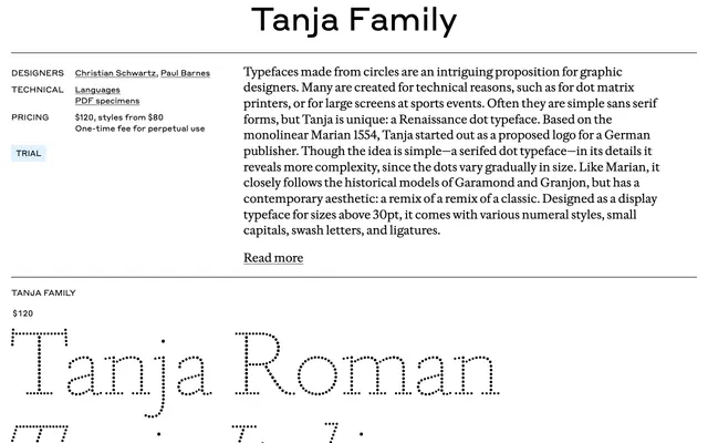 Tanja specimen from Commercial Type