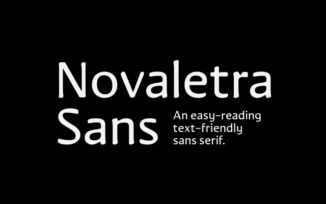 Novaletra Sans specimen from Connary Fagen