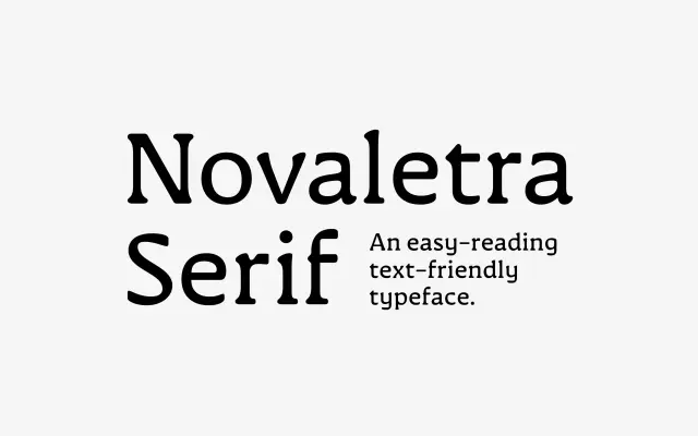 Novaletra Serif CF specimen from Connary Fagen