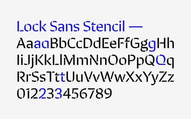 Lock Sans Stencil specimen from CoType Foundry