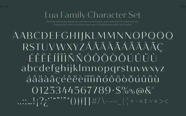 Lua Display & Text specimen from Cyla Costa Studio