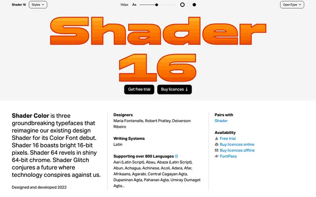 Shader Color specimen from Dalton Maag