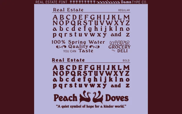 Real Estate specimen from Damn Type Co