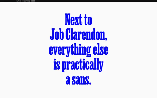 Job Clarendon specimen from David Jonathan Ross