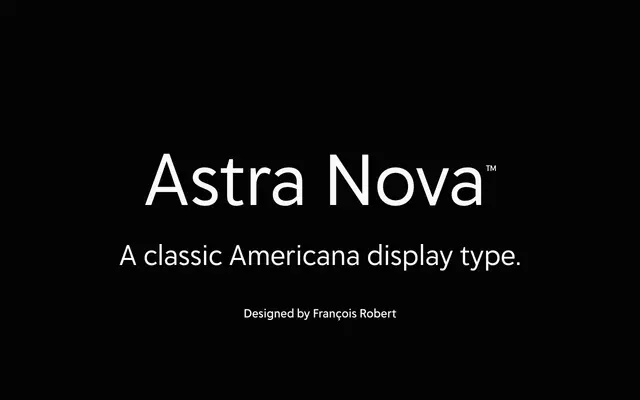 Astra Nova specimen from Delve Fonts