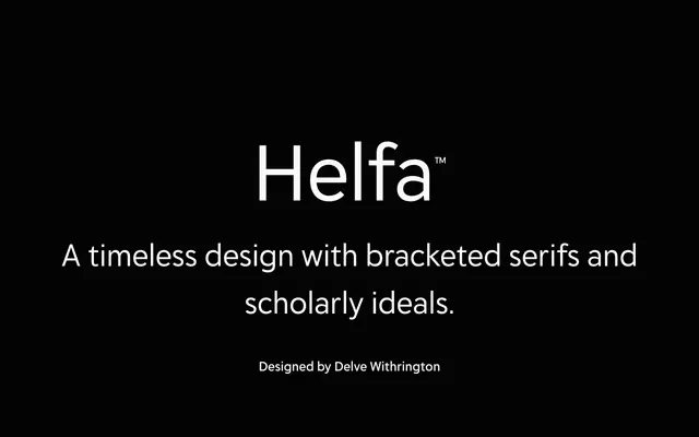 Helfa specimen from Delve Fonts