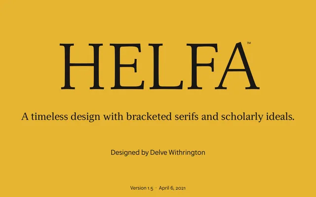 Helfa specimen from Delve Fonts