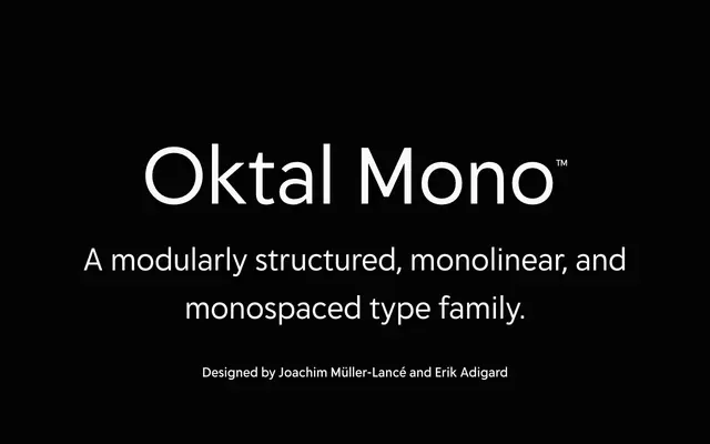 Oktal Mono specimen from Delve Fonts