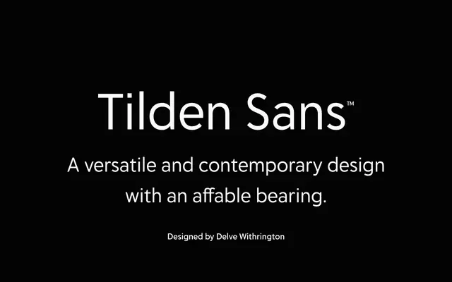Tilden Sans specimen from Delve Fonts