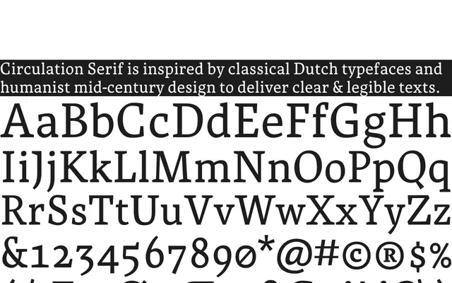 Circulation Serif specimen from Department of Letters