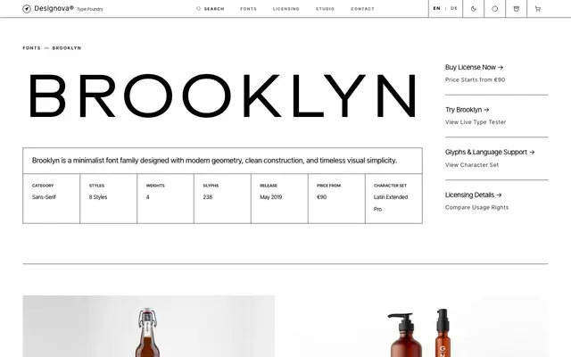 Brooklyn specimen from Designova Fonts