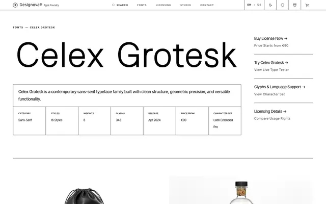 Celex Grotesk specimen from Designova Fonts