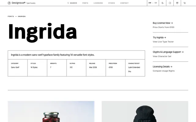Ingrida specimen from Designova Fonts