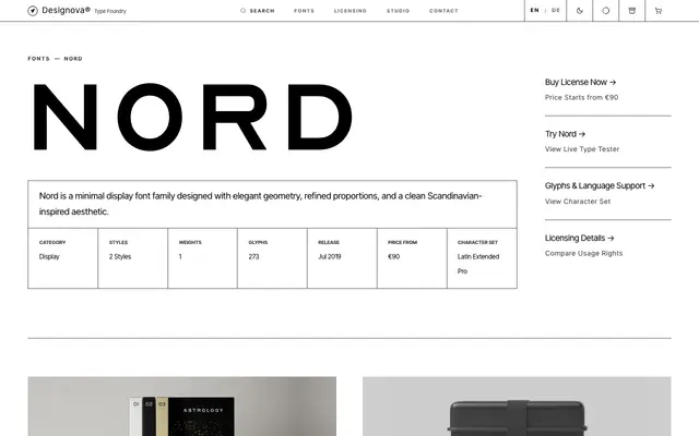 Nord specimen from Designova Fonts