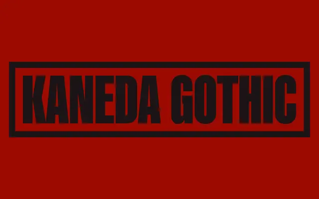 Kaneda Gothic specimen from Dharma Type