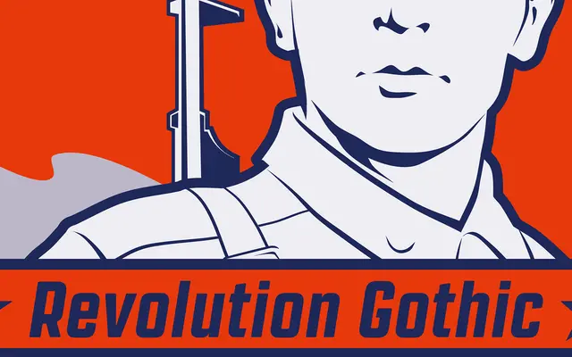 Revolution Gothic specimen from Dharma Type