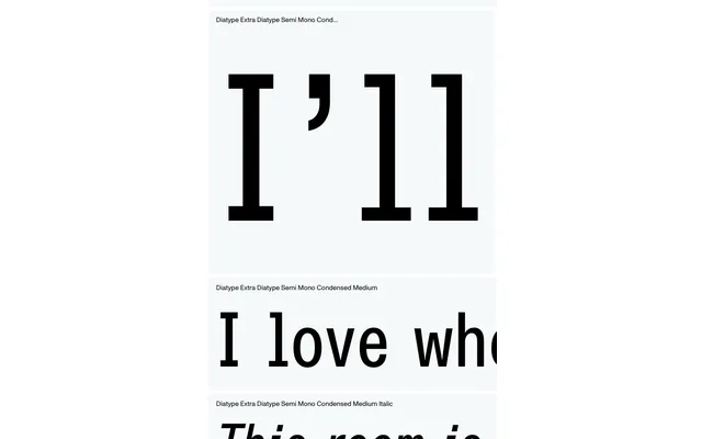 ABC Diatype Extra specimen from Dinamo Typefaces