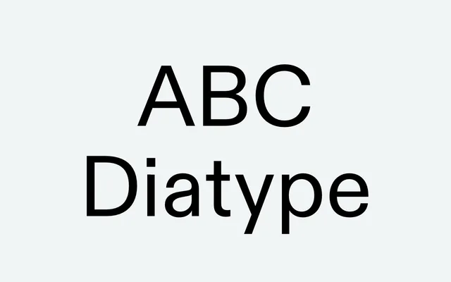 ABC Diatype specimen from Dinamo Typefaces