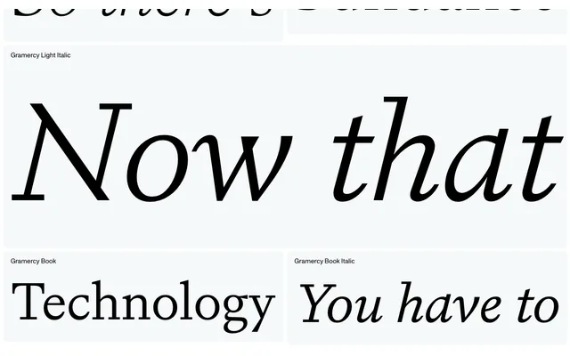 ABC Gramercy specimen from Dinamo Typefaces