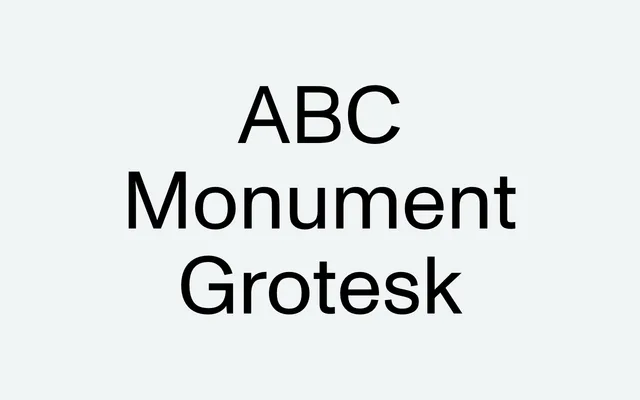 ABC Monument Grotesk specimen from Dinamo Typefaces