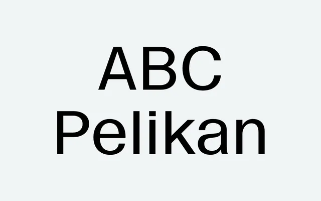ABC Pelikan specimen from Dinamo Typefaces