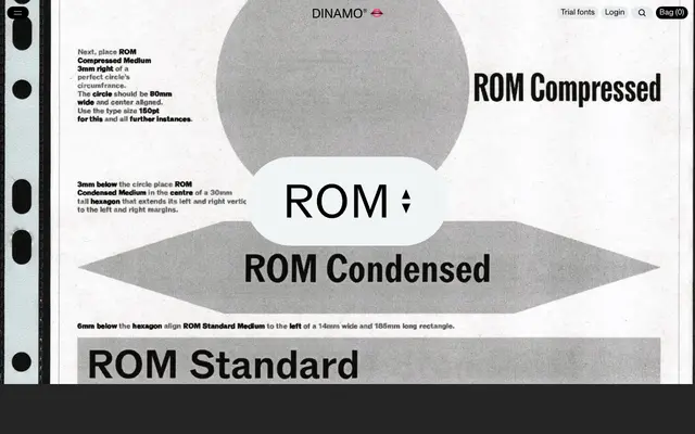 ROM specimen from Dinamo Typefaces