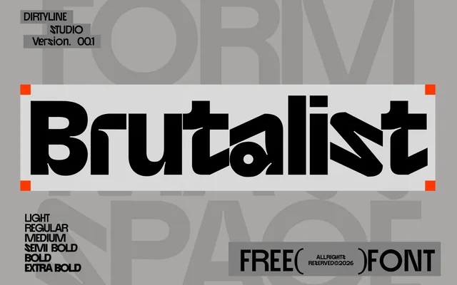 Dx Brutalist specimen from Dirty Line Studio