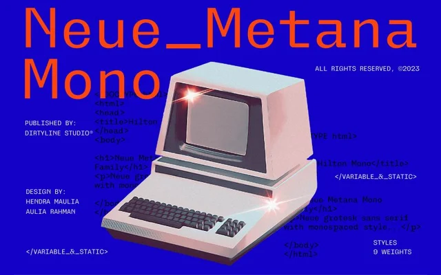 Neue Metana Mono specimen from Dirty Line Studio
