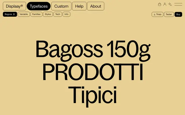 Bagoss Extended specimen from Displaay Type Foundry