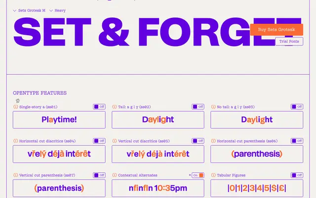 Sets Grotesk specimen from Dogray