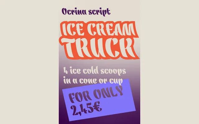 Ocrina Script specimen from Dotless type