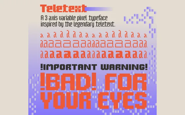 Teletext Short specimen from Dotless type