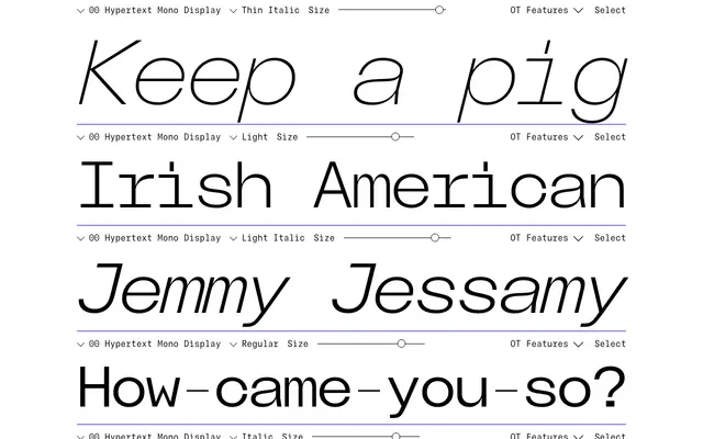 Hypertext Mono Display specimen from Double Zero
