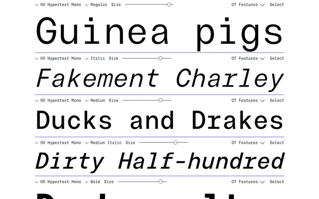 Hypertext Mono specimen from Double Zero