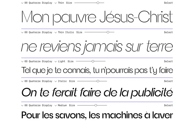 Quatorze Display specimen from Double Zero
