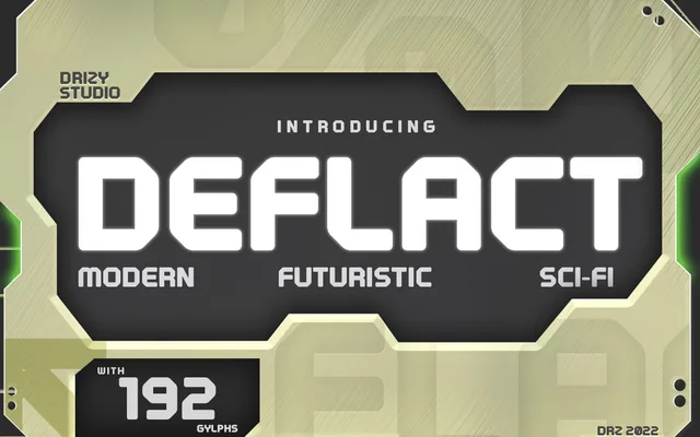 Deflact specimen from Drizy Font
